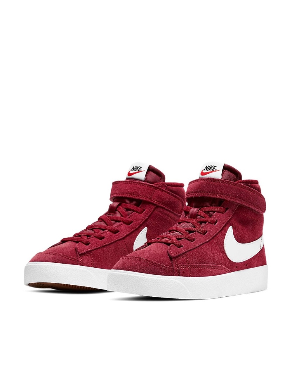 Nike High-Top Suede Sneakers in Burgundy & White